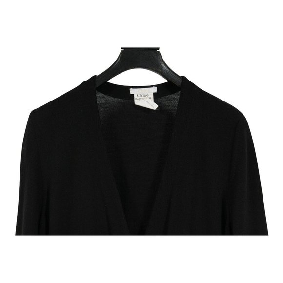 Chloe Black V Neck Wool Double Breasted Gold Button Jumpsuit Romper XS - Picture 4 of 12